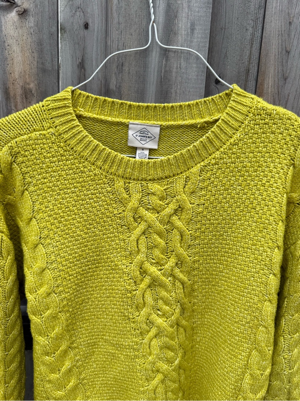 St. John's Bay Bright Lime Cable Crewneck Sweater